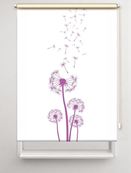Rollo Dandelions lila , Rollo, Motivrollo, Rollo mit Druck, Fotorollo, bedrucktes Rollo, Fensterrollo,verdunkelndes Rollo, Sonnenschutz Rollo